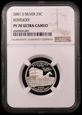 2001-S Kentucky Silver Statehood Quarter NGC PF 70 ULTRA CAMEO - Image 1 of 2