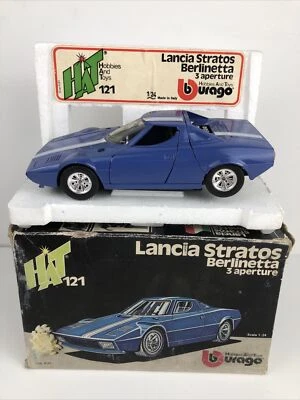 Vintage HAT Burago Lancia Stratos Berlinetta Blue Model Toy Car Italy 1/24 - Image 1 of 4