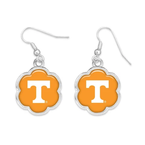 Tennessee Volunteers Hazel Silver Orange Flower Wire Earrings Jewelry Gift UT Cover