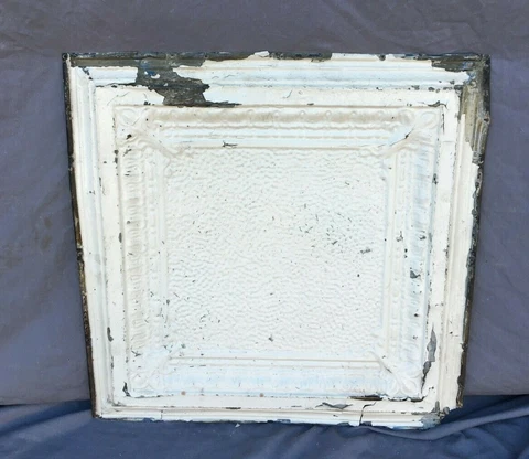 Antique Tin Metal Ceiling  2' x 2' Shabby VTG 24" SQ Chic White Sage 1134-20B Cover