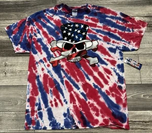 NEW Uncle Sam Skull & Bones Tie Dye Shirt Mens Size XL Patriotic Red White Blue - Picture 1 of 6