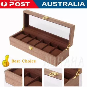 6 Grids Luxury Wooden Watch Display Box Jewelry Bracelet Storage Case Organizer - Picture 1 of 12