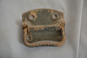 GOOD ANTIQUE INDUSTRIAL IRON HANDLE TRUNK CHEST TOOL BOX HEAVY DUTY 3 1/2" (R65) - Picture 1 of 5