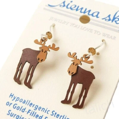 Pendientes Sienna Sky Dos Tono Marrón Alce Ligeros Lindos Divertidos Regalo Único Foto 1 de 4