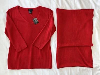 Suéter y bufanda suéter rojo escocés RQT NUEVO CON ETIQUETAS para mujer S 100 % acrílico RN57895 Foto 1 de 4