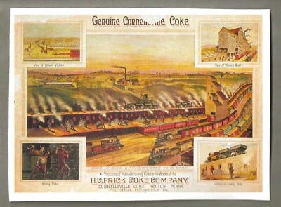 Genuine Connellsville Coke Art Print 7.75" x 5.5" Reproduction, HC Frick Coke Co - Image 1 of 2