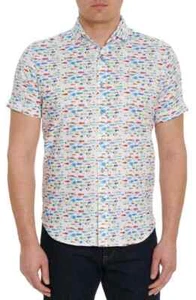 Robert Graham Mahi Mahi Print Short Sleeve Button-Up Shirt Men's 2XL White Multi - Picture 1 of 15