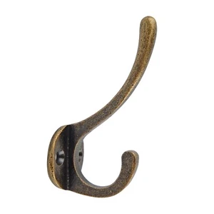 Metal Double Wall Hook Door Towel Robe Coat Hanger Antique Bronze 3 inch Tall - Picture 1 of 6