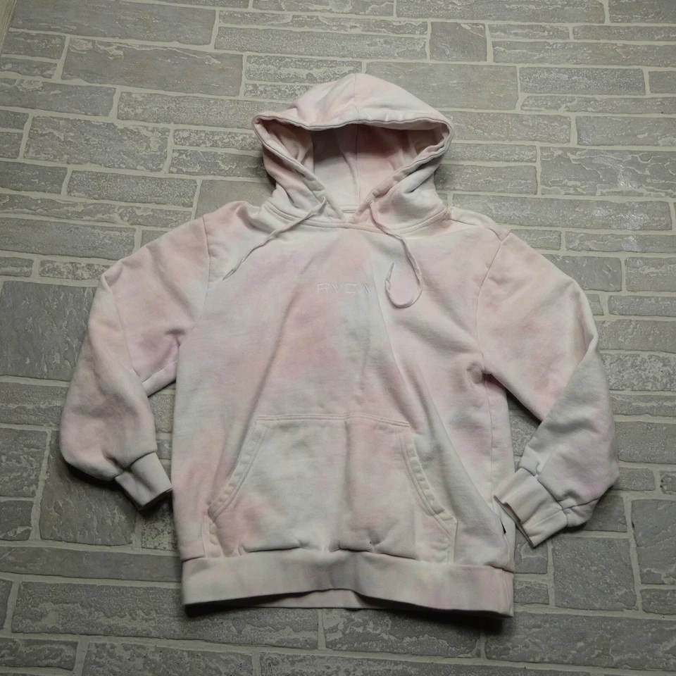 RVCA Hoodie Womens Small Pink Clouds Terry Knit Hooded Sweatshirt - Image 1 of 4