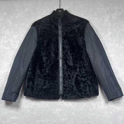 Chaqueta Akris Punto Mujer Talla 14 Negra Piel Real Piel de Cordero Poliéster Seda Foto 1 de 4