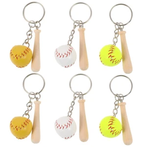 6 Pcs Baseballschlägerschlüsselkette -Schlüsselbund -Schlüsselketten - Afbeelding 1 van 12
