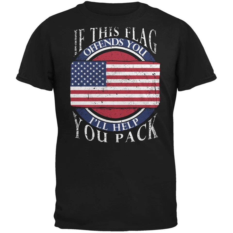 4th of July American Flag Help You Pack Black Youth T-Shirt - Image 1 of 1