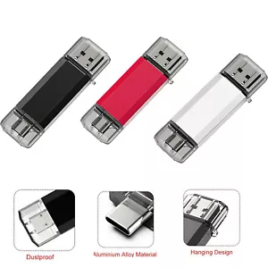 64GB Dual Type-C Flash Drive OTG Memory Stick Thumb Storage for Android phone PC - Picture 1 of 21
