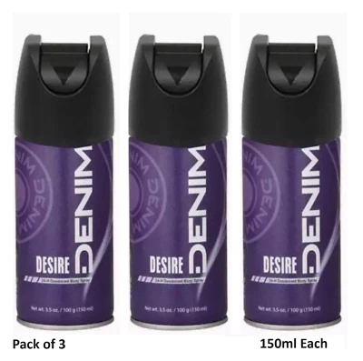 3 X DENIM Desodorante Desire Spray Corporal 150 ml Spray Desodorante para Hombres Foto 1 de 3