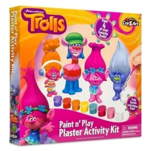 Licensed DREAMWORKS Trolls: PAINT N' PLAY PLASTER ACTIVITY KIT w/ 4 Plaster Fig. - Picture 1 of 1