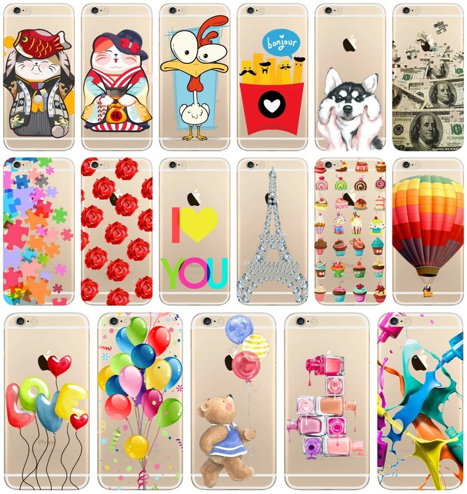 CUSTODIA COVER MORBIDA TRASPARENTE TPU PER APPLE IPHONE VARI MODELLI FANTASIA T2 - Immagine 1 di 1