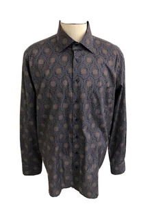 Hagen Carmel CA Shirt Mens Size XL blue paisley Long Sleeve Button Up - Foto 1 di 12