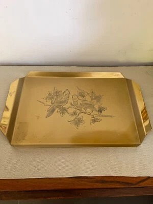 Vassoio in ottone puro fatto a mano vintage anni '90 - Immagine 1 di 4