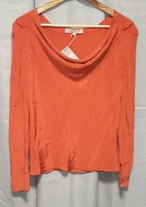 NUEVO CON ETIQUETAS - VANESSA BRUNO Blusa Top Seda Naranja Detalle Cuello Talla 34 UK 6 - Imagen 1 de 7