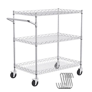 VEVOR Chariot de Rangement Desserte 3 Niveaux 76,2x45,7x82,3 cm 300 kg Cuisine - Imagen 1 de 12