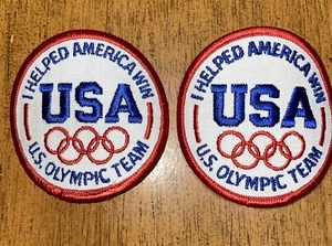 Lot Of 2 U.S. Olympic Team USA Vintage Iron On Patch I Helped America Win - Picture 1 of 2