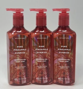 3 NEW BATH & BODY WORKS PINK PINEAPPLE SUNRISE CLEANSING GEL HAND SOAP WASH 8OZ - Picture 1 of 6