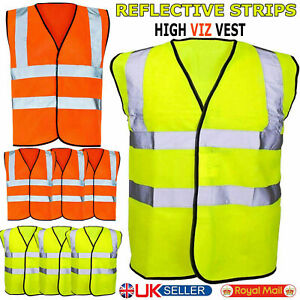 Hi Viz Safety Vest Waistcoat High Vis Visibility Reflective Yellow Orange Jacket