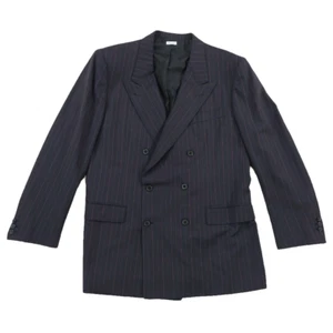 Chaqueta Blazer Traje Brioni 45R, Doble Pecho Negro Lana Rayas, Hecho en Italia - Imagen 1 de 17