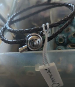 PERSONA Brown Double Wrap Braided Leather Charm Bracelet only H11766B1-05 $55 - Picture 1 of 2