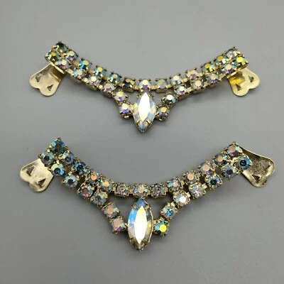 Clips para zapatos de graduación iridiscentes aurora boreal AB cristal tono dorado de colección años 40 Foto 1 de 4