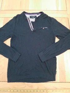 Ted Baker Mens Blue Collared Long Sleeve Pullover Sweater Sz 2 Small - Picture 1 of 10