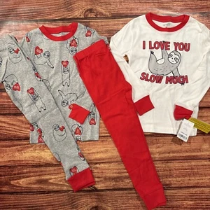 Carter’s Pajama Sets Boy’s Size 4 Snug Fit Cotton Sloth Love Red Bx9 - Picture 1 of 5