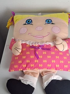 VTG. 24" PILLOW PEOPLE Girl Blonde Braids Blue Eyes Plush Stuffed Doll - Picture 1 of 3