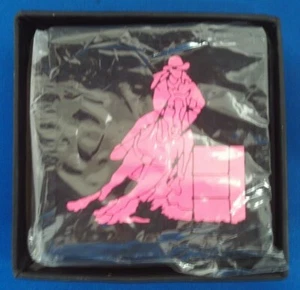 New! Set of 4 Black & pink soft rubber BARREL RACER COASTER SET Horse cowboy - Picture 1 of 1