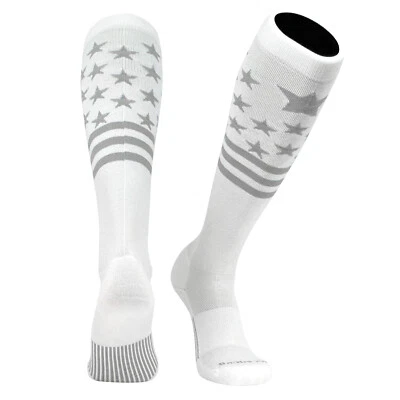 Calcetines MK Blanco Helado Bandera de Estados Unidos Béisbol, Fútbol, Fútbol Calcetines Hasta la Rodilla - Blancos, Foto 1 de 4