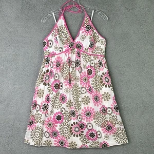 New York & Company Neckholder-Kleid mit Blumen gefüttert 100% Baumwolle rosa Größe 10 - Bild 1 von 8