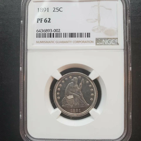 1891 Liberty Seated Quarter Proof NGC PR62 Cover