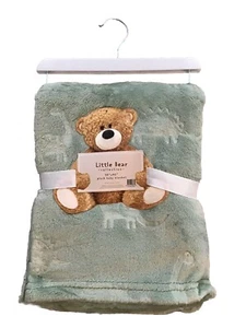 Little Bear Collection Dinosaur Plush Baby Blanket Boy and Girl 30” X 40” Green - Picture 1 of 4