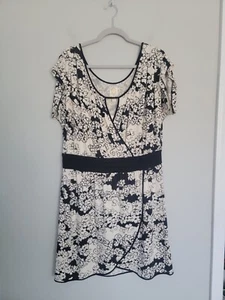 NWT Ric Rac Anthropologie XL Faux Wrap Short Cinched Sleeves Floral Dress - Picture 1 of 12