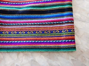 40L×46W Peruvian Cotton Stripe Textured Jewel Tone Fabric Yardage Aqua Blue Red - Picture 1 of 3