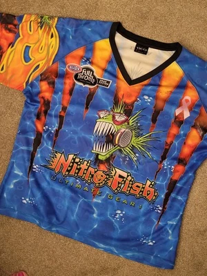 Camisa Vicci NHRA Nitro Fish Acelerador Completo Cuello en V Para Mujer Talla 2XL Drag Racing  Foto 1 de 4