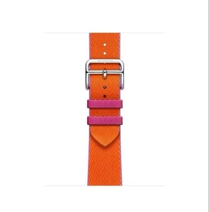 Hermès Apple Watch Twill Jump Single Tour Strap Orange Rose Mexico 41mm Band - Afbeelding 1 van 7