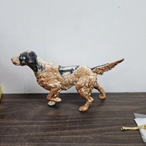 ANTIQUE POINTER SPORT HUNTING GUN DOG DOORSTOP CAST IRON HOME GARDEN DOOR ART  - Picture 1 of 12