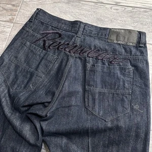 Vintage Rocawear Embroidered Back Wide Leg Baggy Jeans Size 38x34 Y2K Grunge - Picture 1 of 6