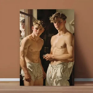 GERAHMTER LEINWANDDRUCK ATEMBERAUBENDER GERAHMTER DRUCK HOMO EROTIK BILD GAY LGBTQ+ - Bild 1 von 11