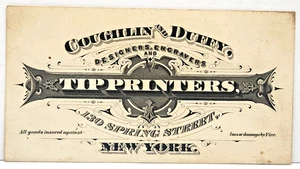 Tarjeta de visita ilustrada Coughlin & Duffy's Tip Impresoras Diseñadores y Grabadores - Imagen 1 de 2