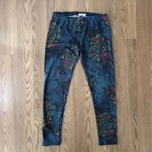 Johnny Was Leggings Womens M Black Blue Moody Floral Artsy Boho Dark Feminine - Picture 1 of 15