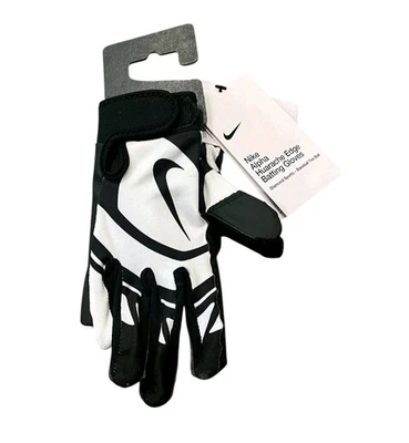 ⚾ Nike Alpha Huarache Edge Youth Batting Gloves Size S-M  Black & White Tee Ball - Image 1 of 4