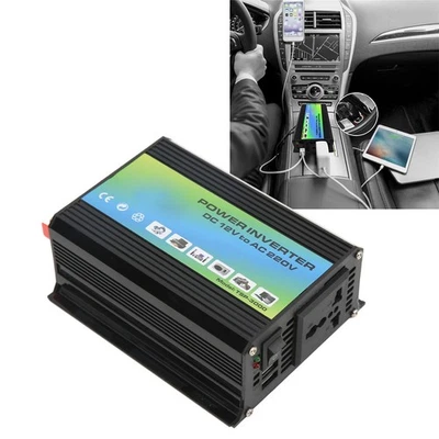 Black 300W 12V To 220V ABS With Dual USB Ports Modified Wave - Image 1 of 4