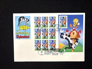 FDC CC CACHÉTS #3204 SYLVESTER & TWEETY HOJA COMPLETA/10 - Imagen 1 de 2